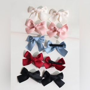 Satin hair bow clips